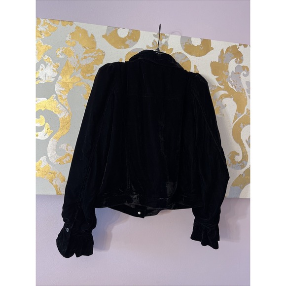 G by Giuliana Black Label Size Medium Black Puff-Sleeve Velvet Jacket - Picture 4 of 9